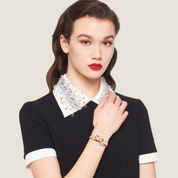 Elegant Pink and Gold Bracelet with Crystal Charm - Picture 10 of 11